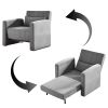 Solid Wood Foliding Chair, Sofa, 39" x 33" x 36", Five adjustable positions, Bed, Lounger, Gray